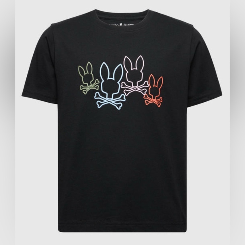 NWT [Psycho Bunny] Silverdale Graphic Short-Sleeved Black T-Shirt Youth S (7/8)